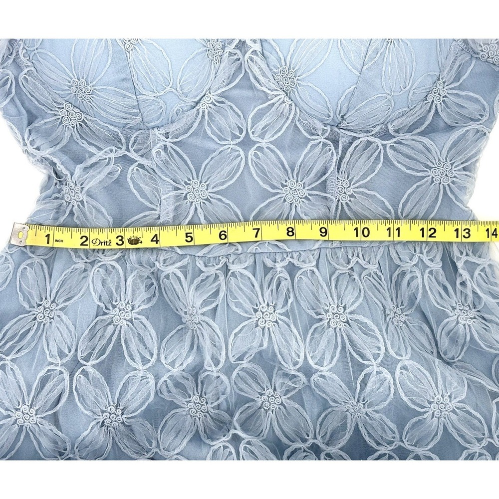 Lulus Exceedingly Elegant Midi Dress Sz Medium Blue Floral Applique Bustier NWT - Picture 9 of 11